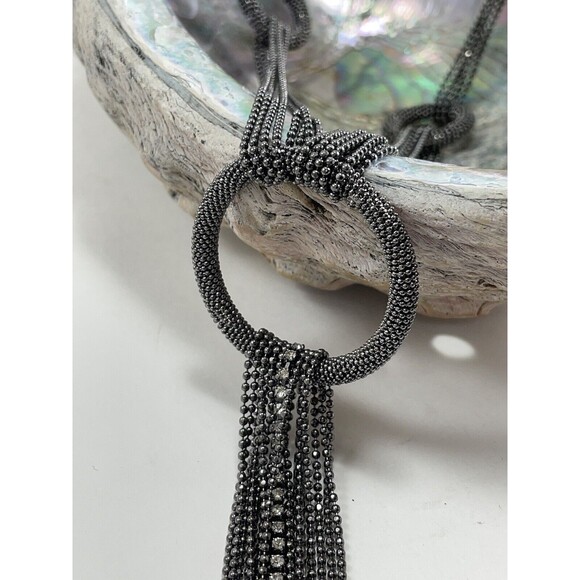 Joan Rivers Multichain And Circles 29 inch Necklace Rhinestone Dark Silver Tone - Picture 6 of 16
